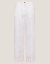 Jolie Regular Wide Leg Linen Trousers, White (WHITE), large