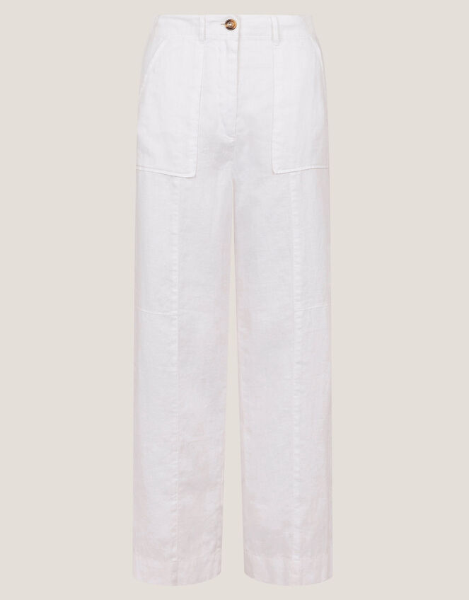 Jolie Regular Wide Leg Linen Trousers, White (WHITE), large