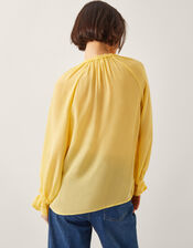 Amelia Frill Long Sleeve Blouse, Yellow (YELLOW), large