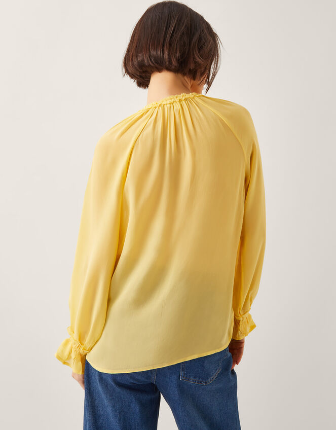 Amelia Frill Long Sleeve Blouse, Yellow (YELLOW), large