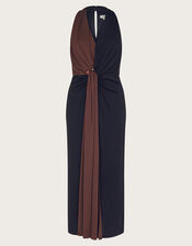 Tia Two-Tone Dress, Brown (BROWN), large