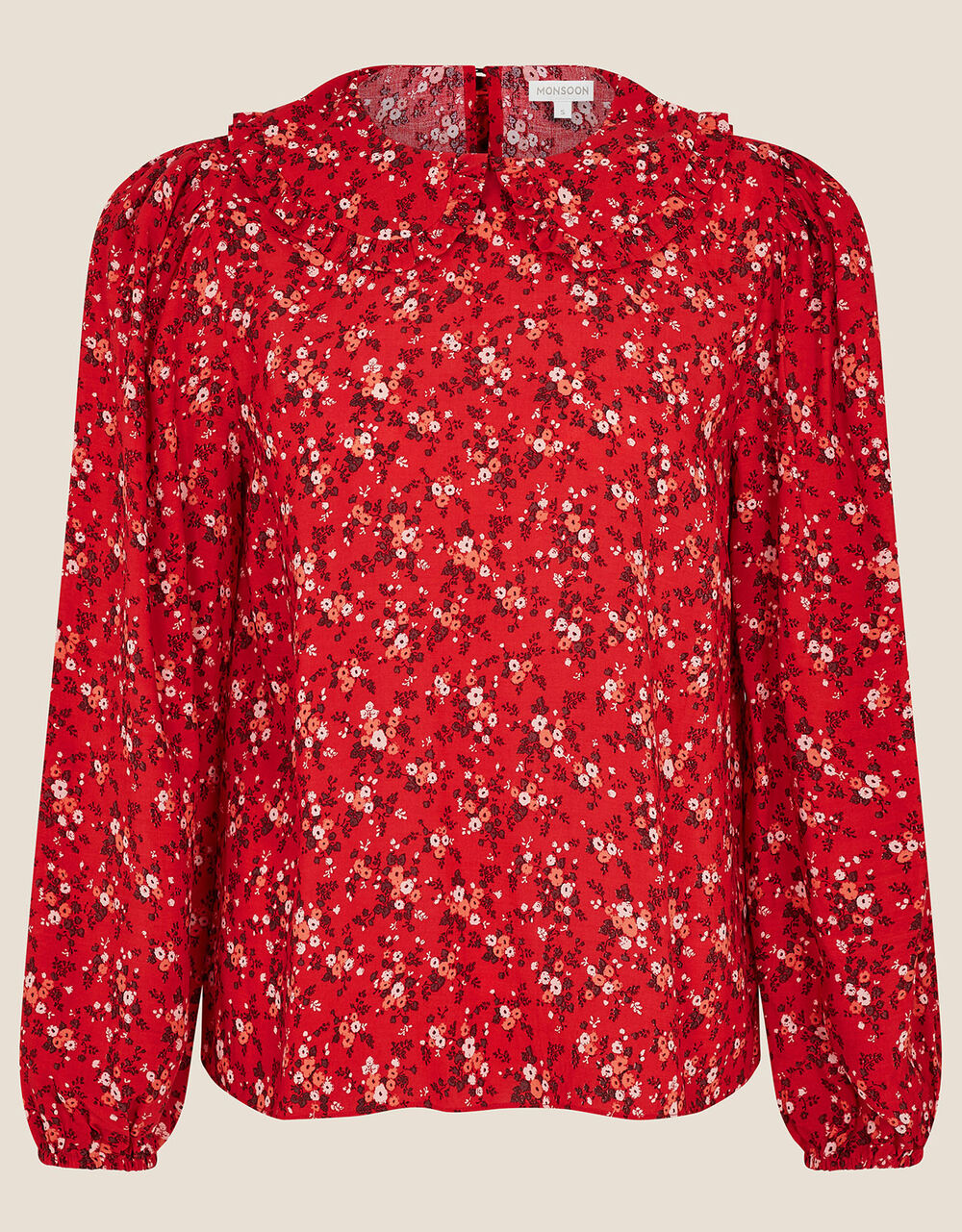 Frill Collar Ditsy Floral Blouse Red | Tops & T-shirts | Monsoon UK.
