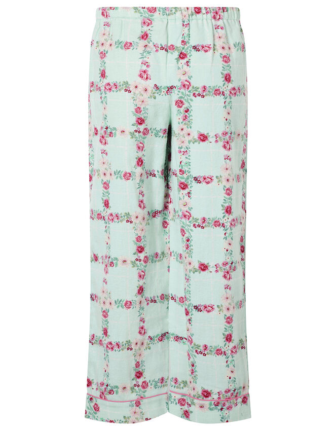 Owl Jersey and Woven Pyjama Set in Organic Cotton, Blue (AQUA), large