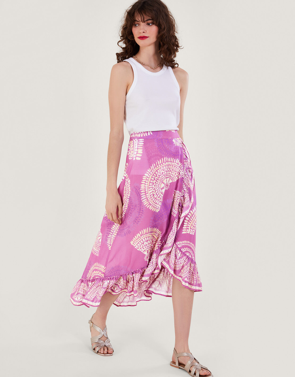 Mock Wrap Skirt in LENZING ECOVERO Purple Skirts Monsoon UK