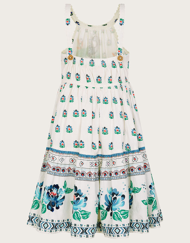 MINI ME Boutique Angelina Embroidered Peacock Dress, White (WHITE), large