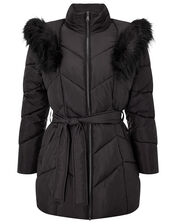 Saffi Padded Coat in Recycled Fabric, Black (BLACK), large