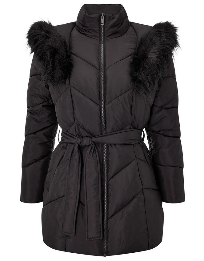 Saffi Padded Coat in Recycled Fabric, Black (BLACK), large