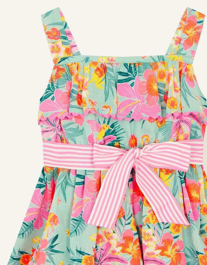 Baby Tropical Flamingo Dress, Blue (AQUA), large