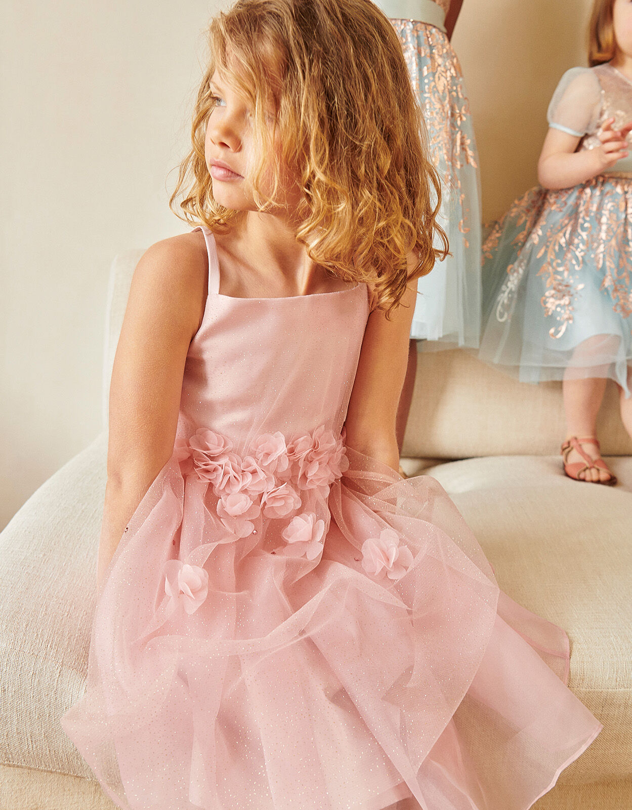 Blossom Glitter Tulle Dress Pink