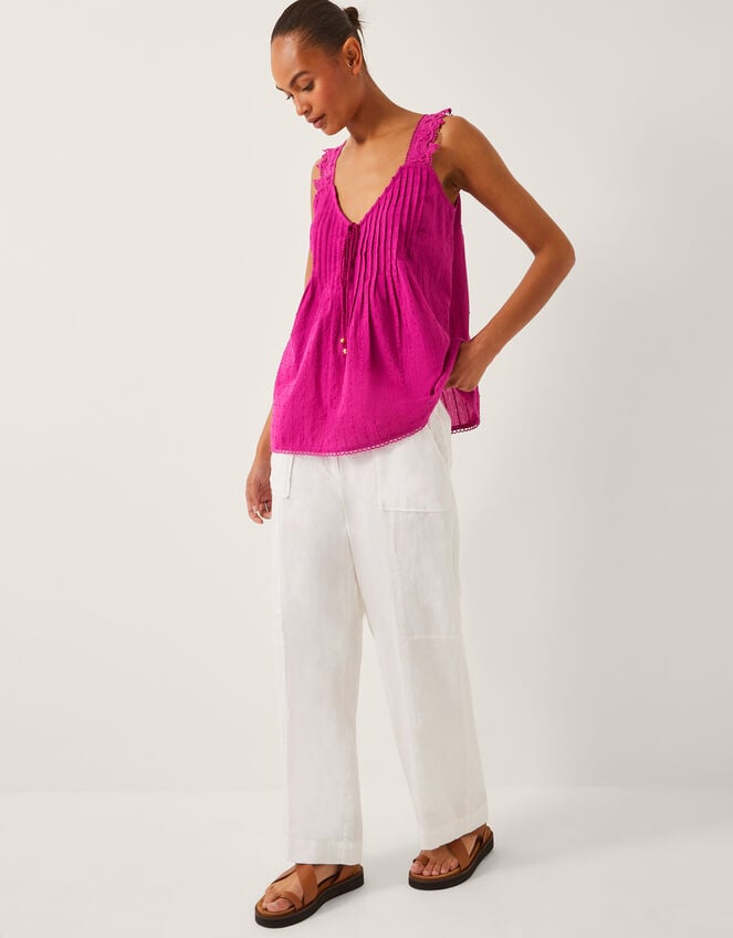 Celia Lace Pintuck Cami Top, Pink (PINK), large