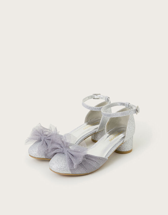 Net Bow Two-Part Heels, Silver (SILVER), large