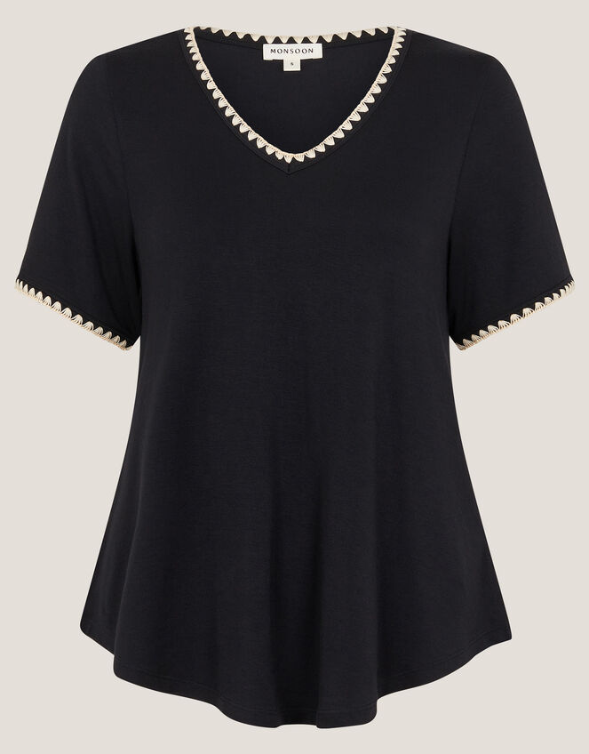 Tilly Trim Jersey T-Shirt , Black (BLACK), large
