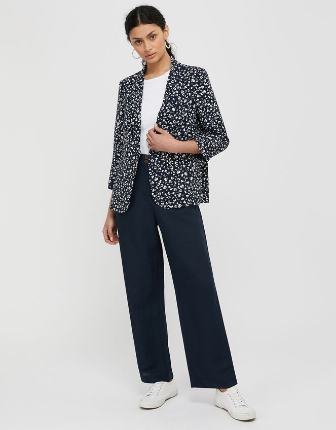 Poppy Floral Print Blazer, Blue (NAVY), large
