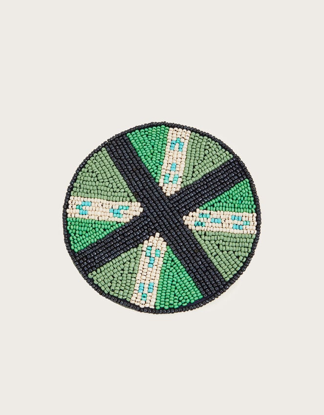 Beaded Coaster, Green (GREEN), large