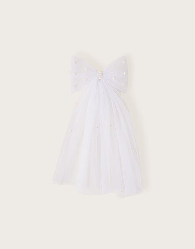 Communion Pearl Veil Bow Clip, , large