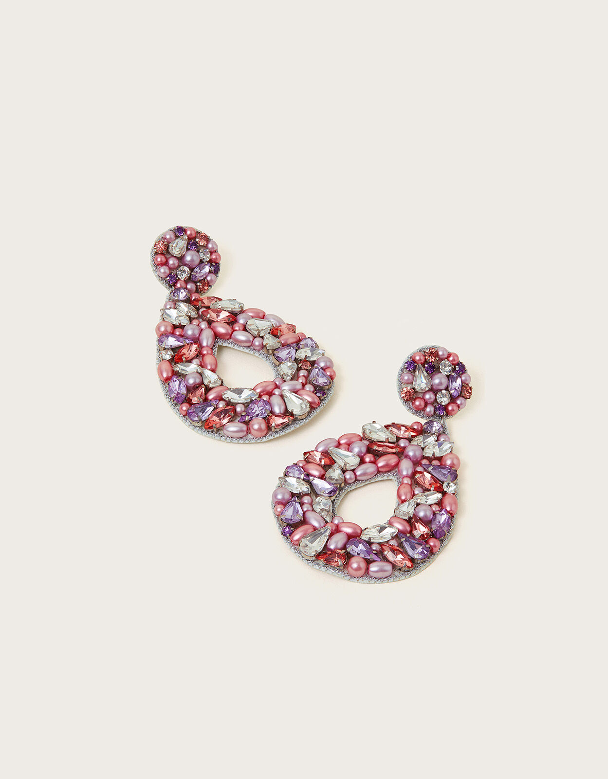 Pink diamante earrings deals
