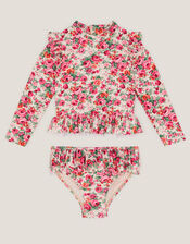 Floral UPF50+ Long Sleeve Swim Set, Pink (PINK), large