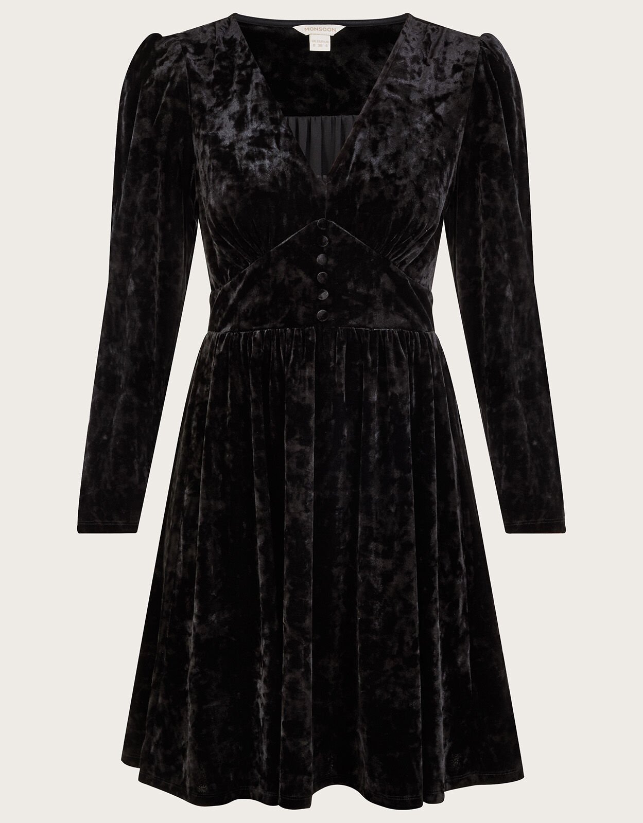 Abby Crushed Velvet Short Dress Black