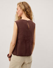 Eden Palm Cutwork Tank Top, Brown (BROWN), large