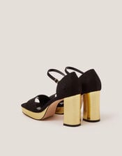Faith Two Tone Platform Heels, Black (BLACK), large