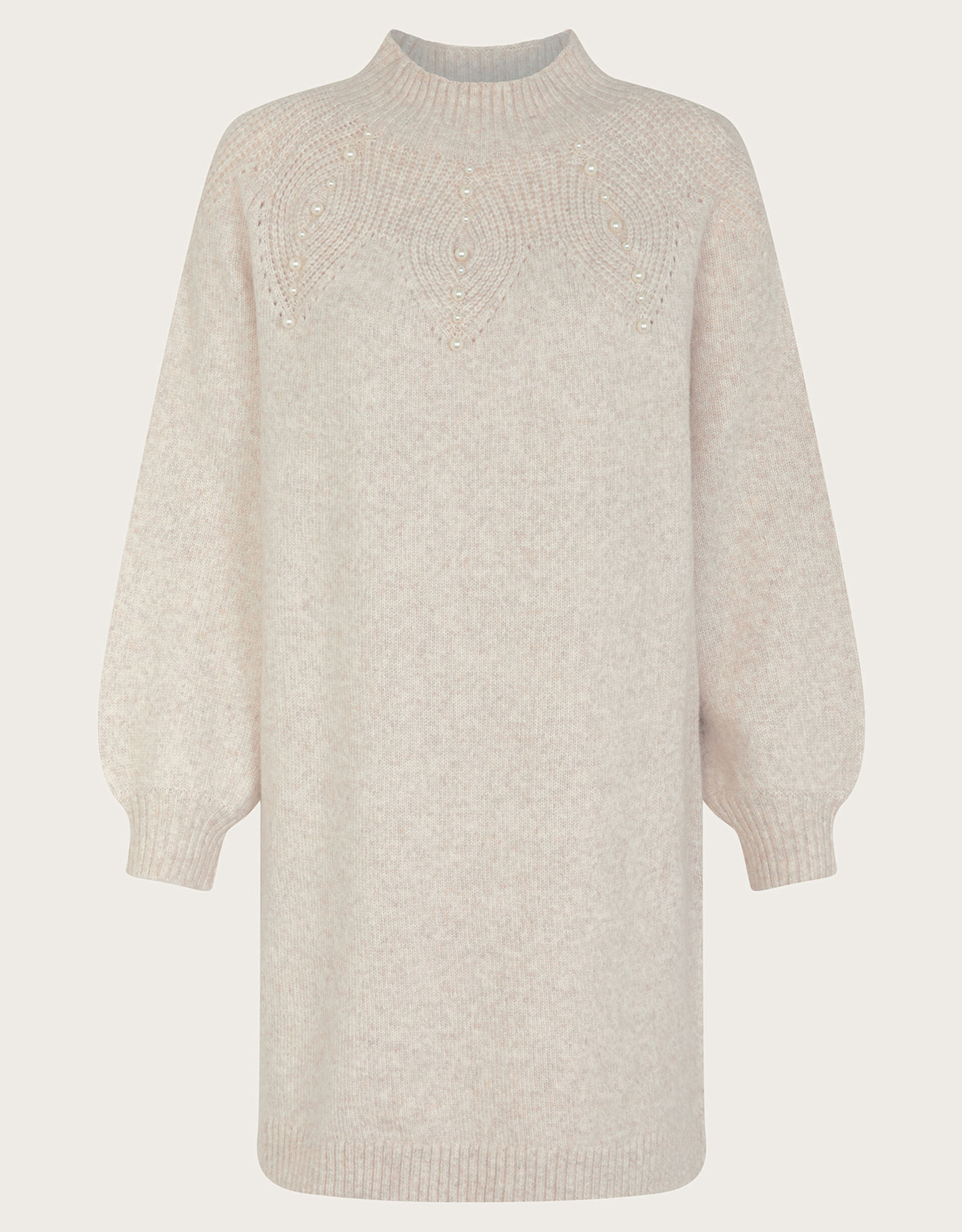 Mustard 3/4 Length Pearl Detail Dress