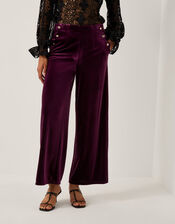 Vera Wide Leg Velvet Trousers, Red (BERRY), large