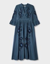 East Odelia Floral Embroidered Maxi Dress, Blue (NAVY), large