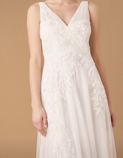 Lucy Floral Embroidered Bridal Dress, Ivory (IVORY), large