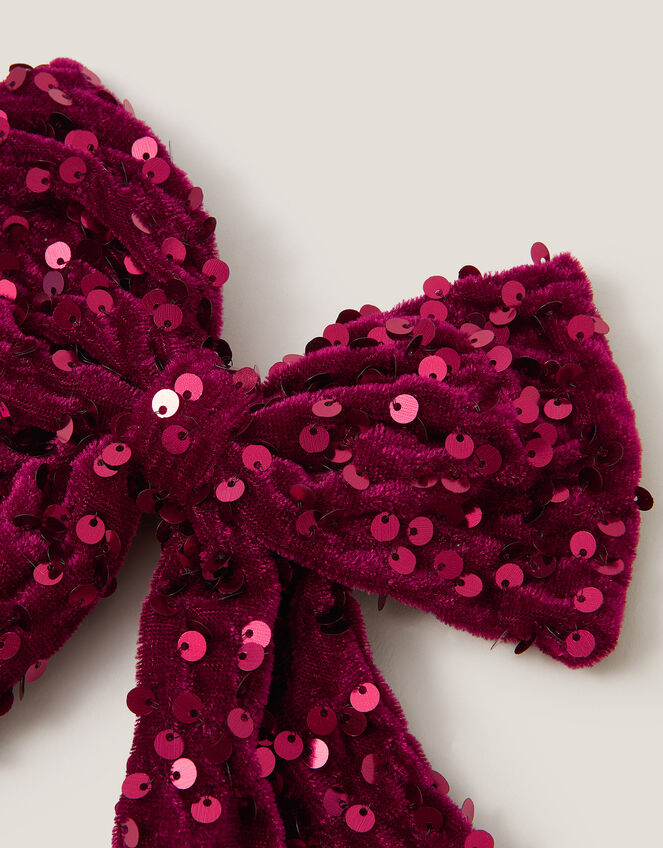 Sequin Velvet Bow Hair Clip, , large
