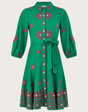 Embroidered Shirt Dress, Green (GREEN), large