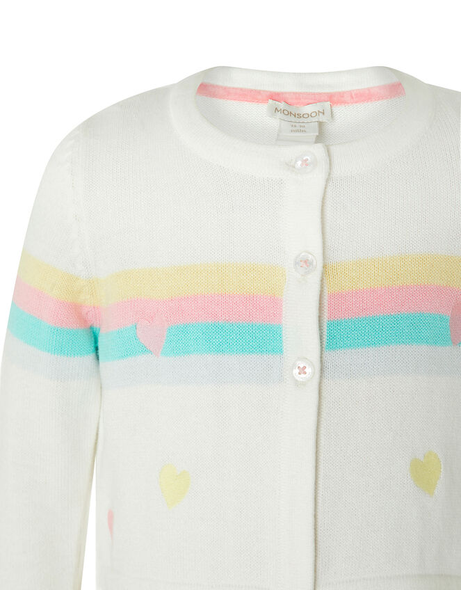 Baby Heart Knit Cardigan in Organic Cotton, Ivory (IVORY), large