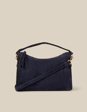 Della Suede Handbag, Blue (NAVY), large