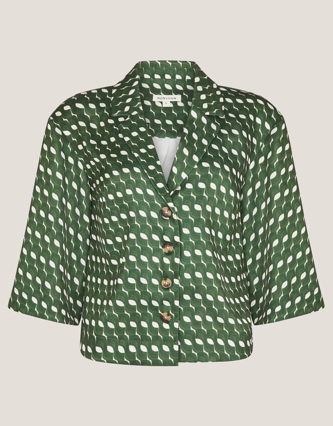 Maren Geometric Print Shirt, Green (GREEN), large
