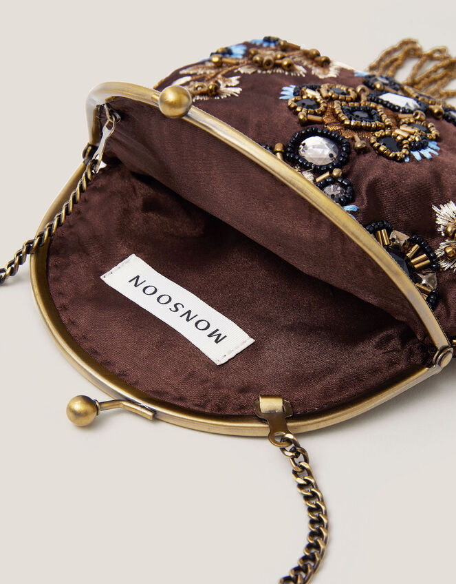 Adela Gemstone Embellished Tassel Purse, , large