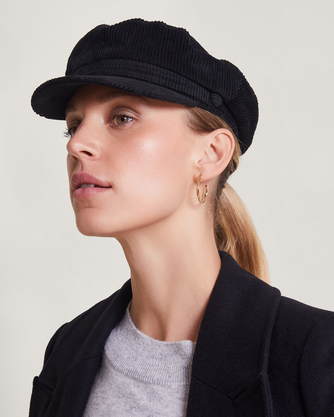 Baker Boy Hut Newsboy Cap Aus Cord – Schwarz, Elastisch, Einheitsgröße – Perfekt Für Stadt & Freizeit