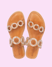 Laidback London Russet Beaded Leather Sandals, Silver (SILVER), large