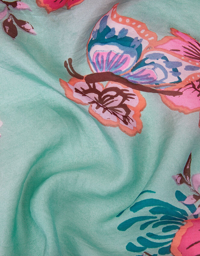 Flower Print Silk Scarf, , large