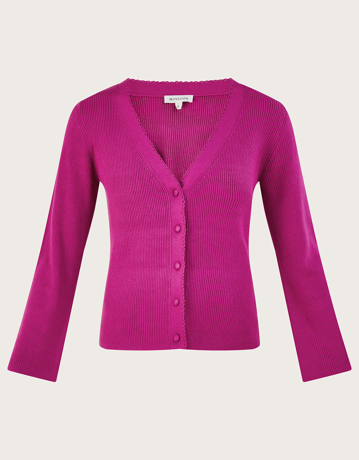 Crochet Button Cardigan with LENZING ECOVERO Pink