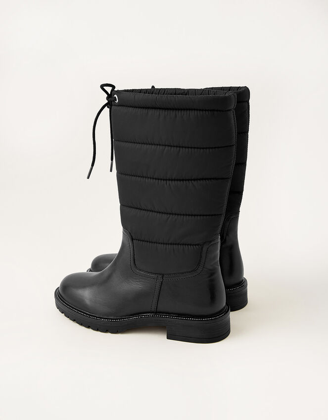 Quilted Leather Boots, Black (BLACK), large