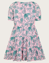 Short Sleeve Safari Print Dress, Pink (PALE PINK), large