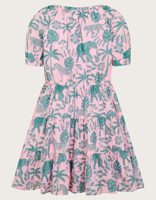 Short Sleeve Safari Print Dress, Pink (PALE PINK), large