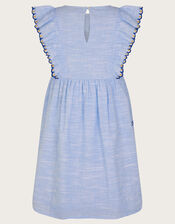 Floral Embroidered Frilly Dress, Blue (BLUE), large