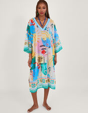 Skyla Print Long Kaftan, , large