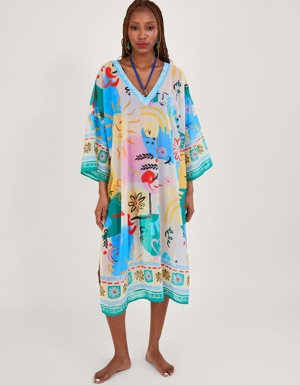 Skyla Print Long Kaftan, , large