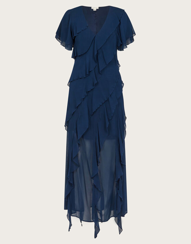 Renata Ruffle Maxi Dress Blue