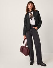 Salome Fringe Suedette Jacket, Black (BLACK), large