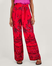 Pedra Palm Print Trousers, Red (RED), large