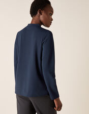 LOUNGE Hatty High Neck Button Top, Blue (NAVY), large