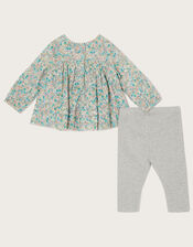 Newborn Woven Ditsy Top and Leggings Set , Blue (BLUE), large