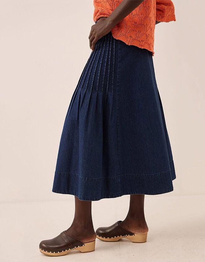 East Marion Denim Wrap Embroidered Skirt, Blue (DENIM), large